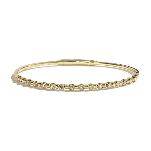 Alternate Bezel Bead Round Diamond Bangle - 1